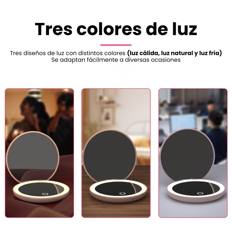 Espejo Pórtatil Luz Led